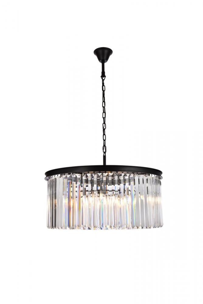 Sydney 8 Light Matte Black Chandelier Clear Royal Cut Crystal