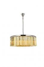 Elegant 1208G43PN-GT/RC - Sydney 10 Light Polished Nickel Chandelier Golden Teak (Smoky) Royal Cut Crystal