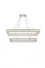 Elegant 3504G42L2C - Monroe 42 Inch LED Double Rectangle Pendant in Chrome