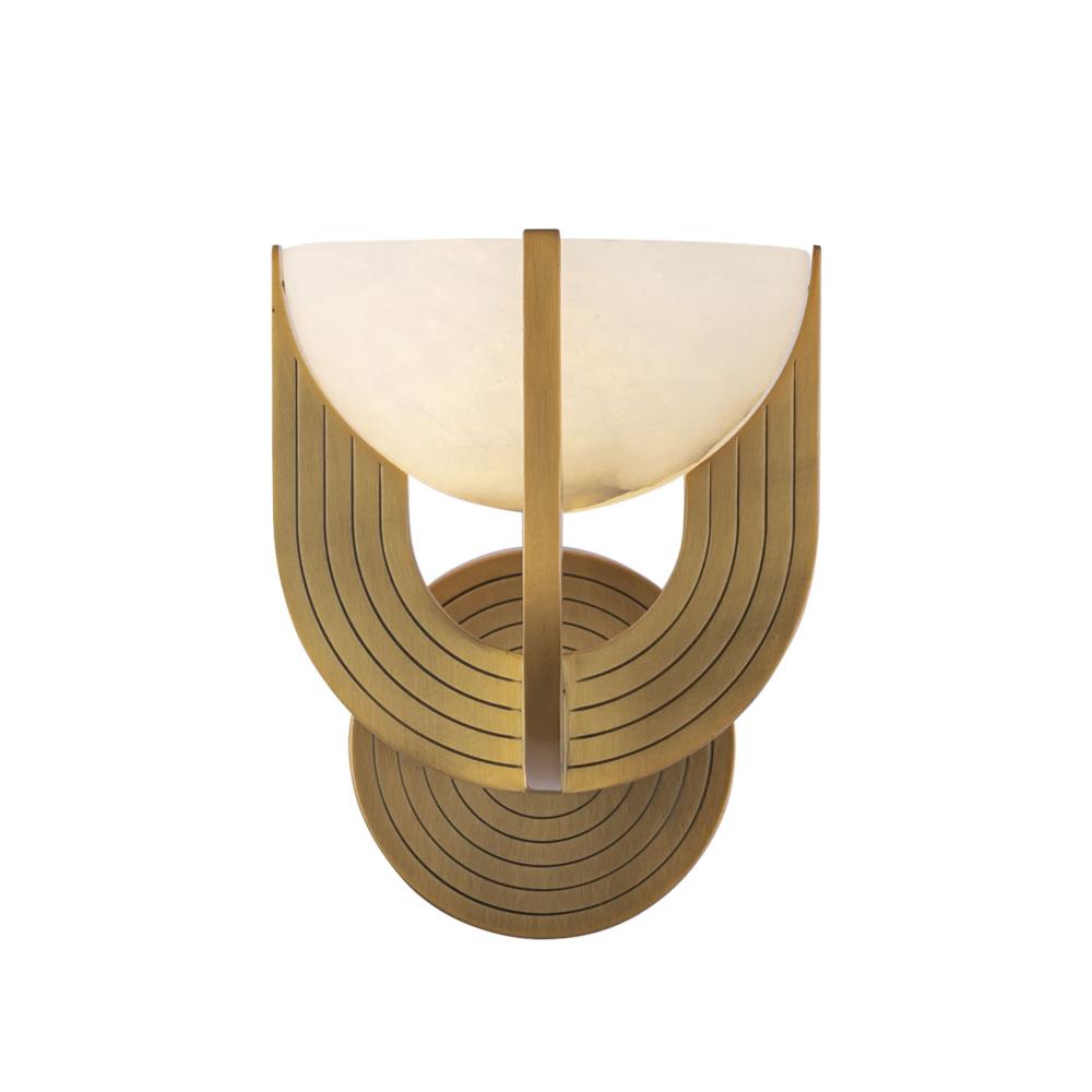 Colette 7-in Vintage Brass/Alabaster LED Wall Vanity