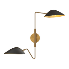 Alora Lighting WV550224MBAG - Oscar 6-in Aged Gold/Matte Black 2 Lights Wall/Vanity