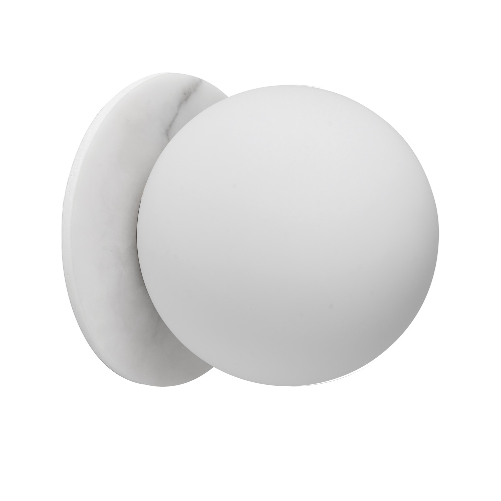 1 Light Matte White Wall Sconce w/ Faux Alabaster and Opal Glas