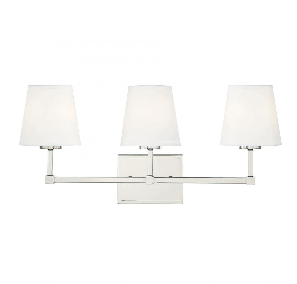 3-Light Bathroom Vanity Light in Polished Nickel