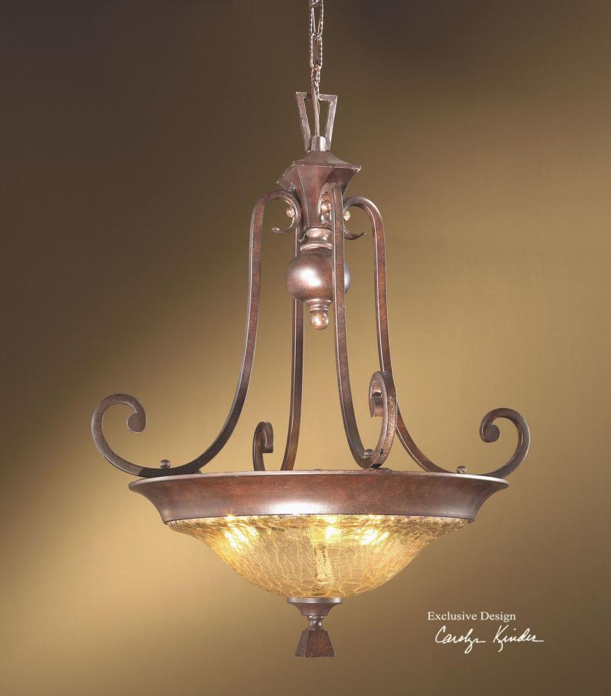 Elba 3 Light Crackle Glass Pendant