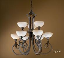 Uttermost 21081 - Nine Light Distressed Chestnut Brown Up Chandelier