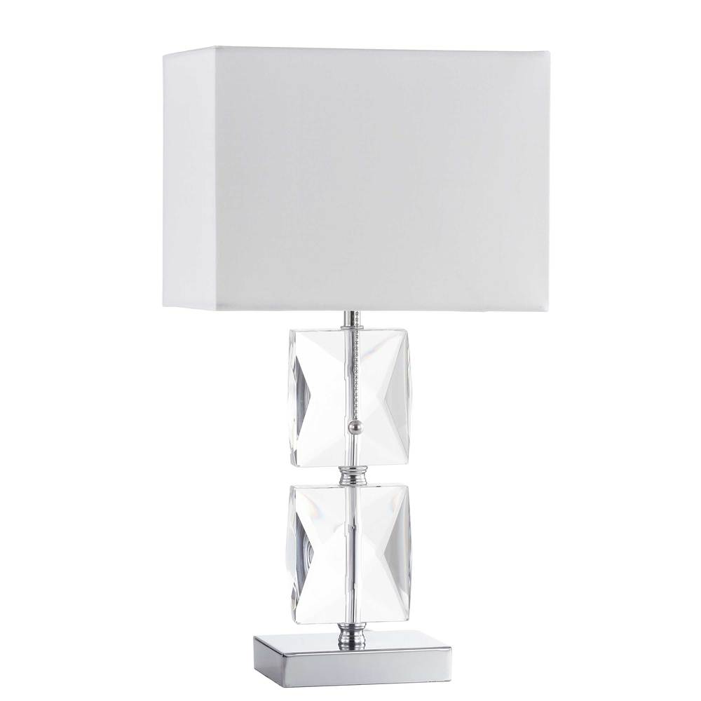 1 Light Incandescent Crystal Table Lamp Polished Chrome Finish Rolled Edge Top and Bottom Virgin