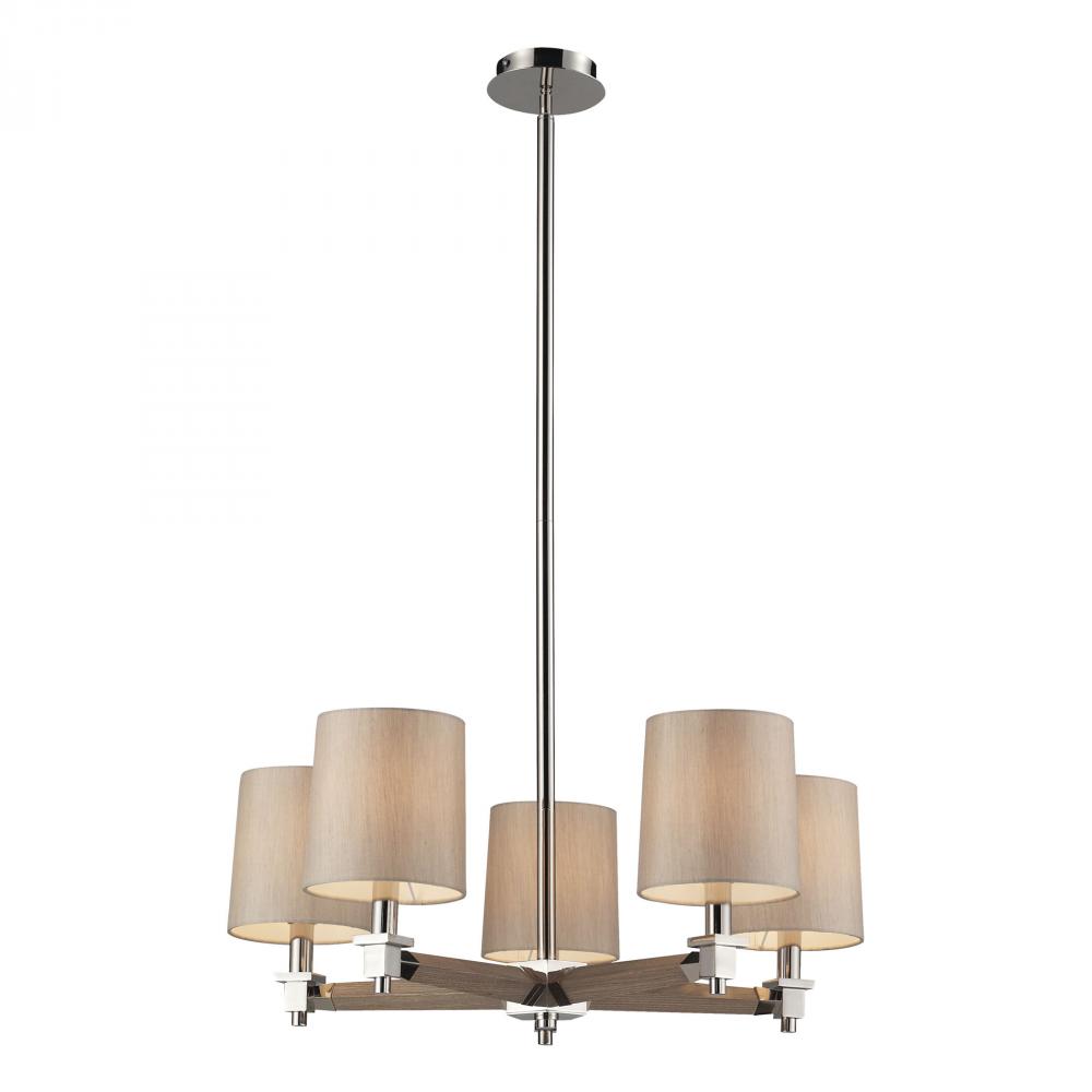 Jorgenson 5 Light Chandelier In Polished Nickel